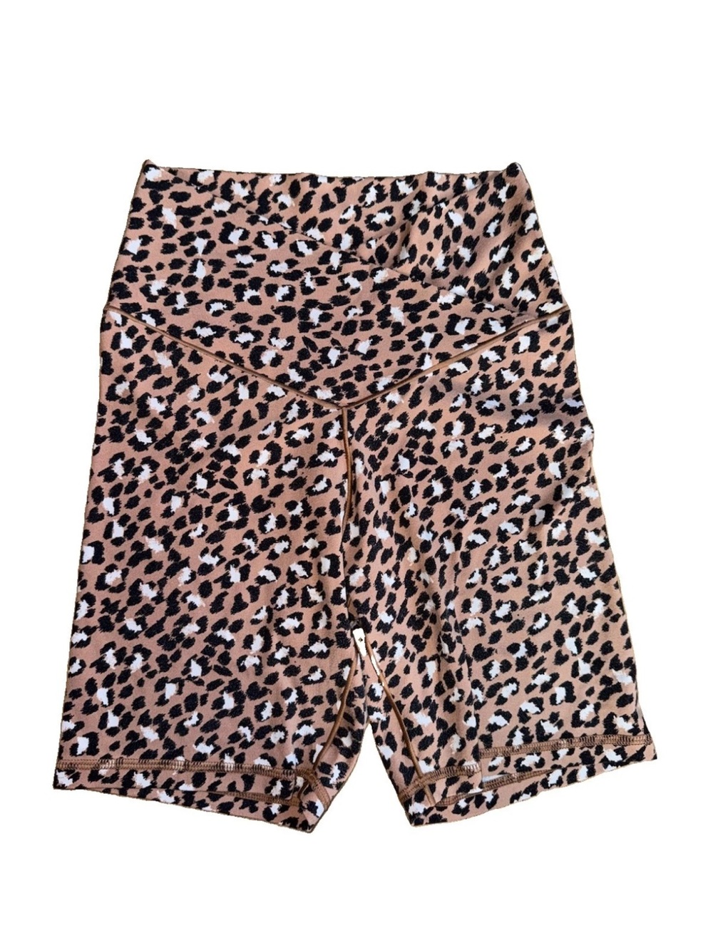 Aerie Chill Play Move Leopard Print High Waisted Crossover Biker Shorts Size M